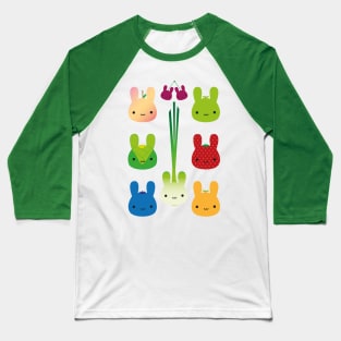 Kawaii Bunny Fruit & Vegetables Baseball T-Shirt